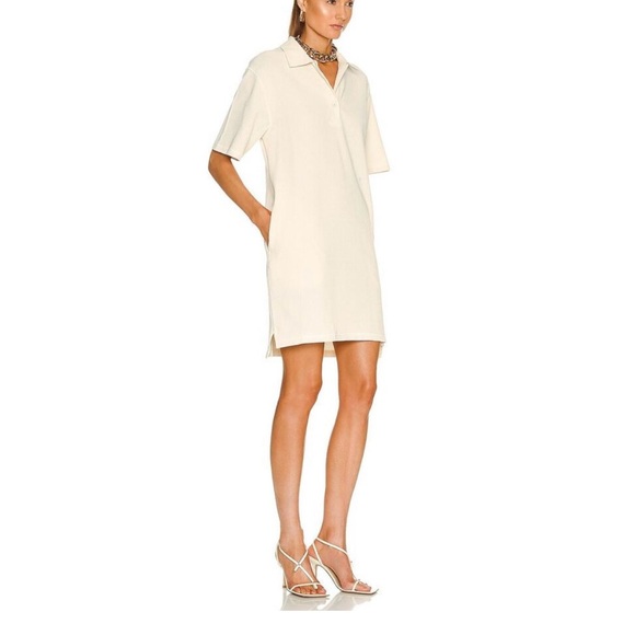 Helmut Lang Ivory Waffle Knit Collar Pockets Mini Polo Shirt Dress XS NWT - Picture 2 of 7